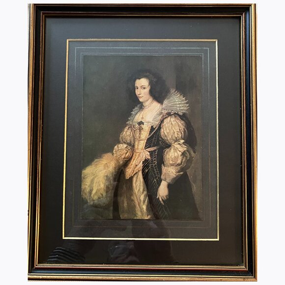 Vintage Framed Picture Elizabethan Woman with Smile - Picture 1 of 7